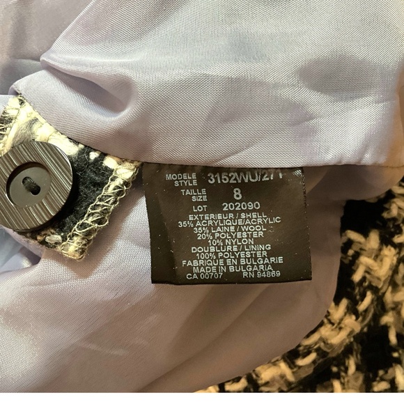 ARVIDA Wool Blend Houndstooth Tweed Blazer Fully Lined Front Flap Pockets Sz 8 - Picture 8 of 9